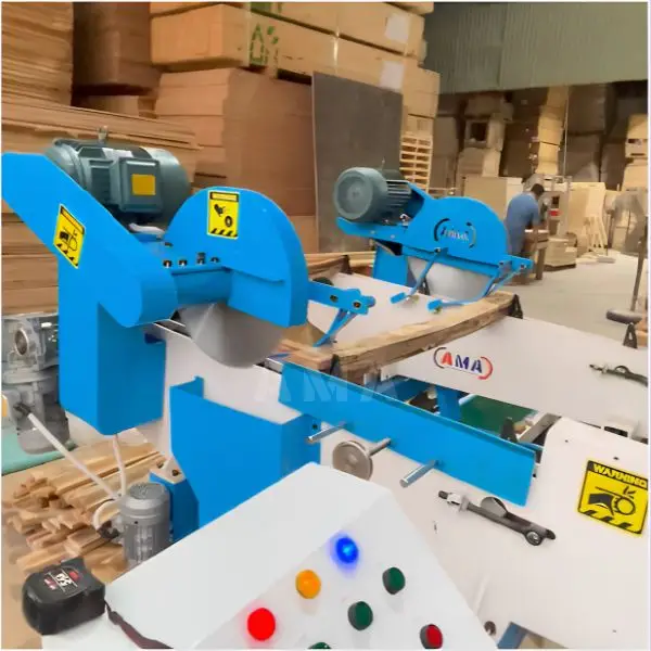 Quá trình hoạt động của máy cắt gỗ 2 đầu