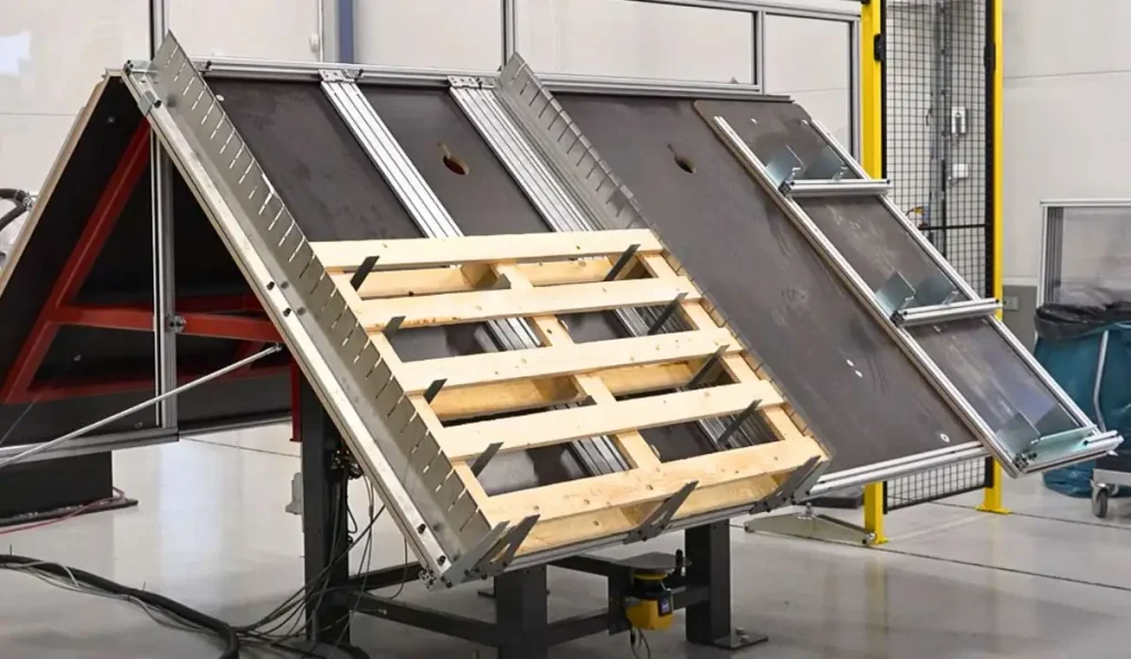 Bộ bàn gá phôi và bàn xoay sản phẩm là giải pháp tối ưu cho hệ thống bắn đinh pallet gỗ, đảm bảo độ chính xác, hiệu suất cao và an toàn lao động