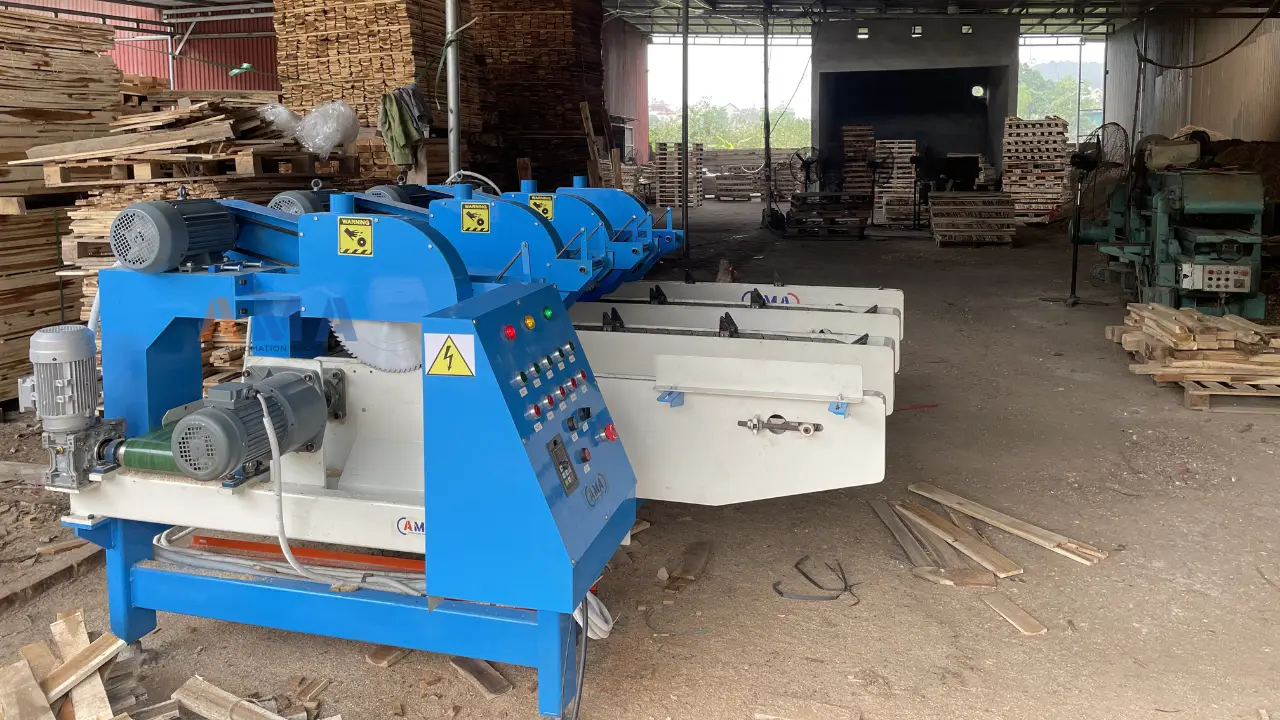 Hệ thống máy cắt gỗ tự động được lắp đặt tại xưởng