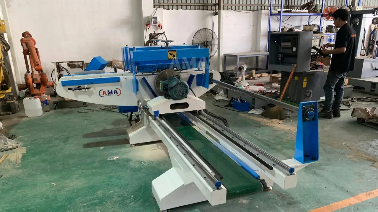 Máy cắt gỗ tự động ứng dụng trong dây chuyền chế biến gỗ