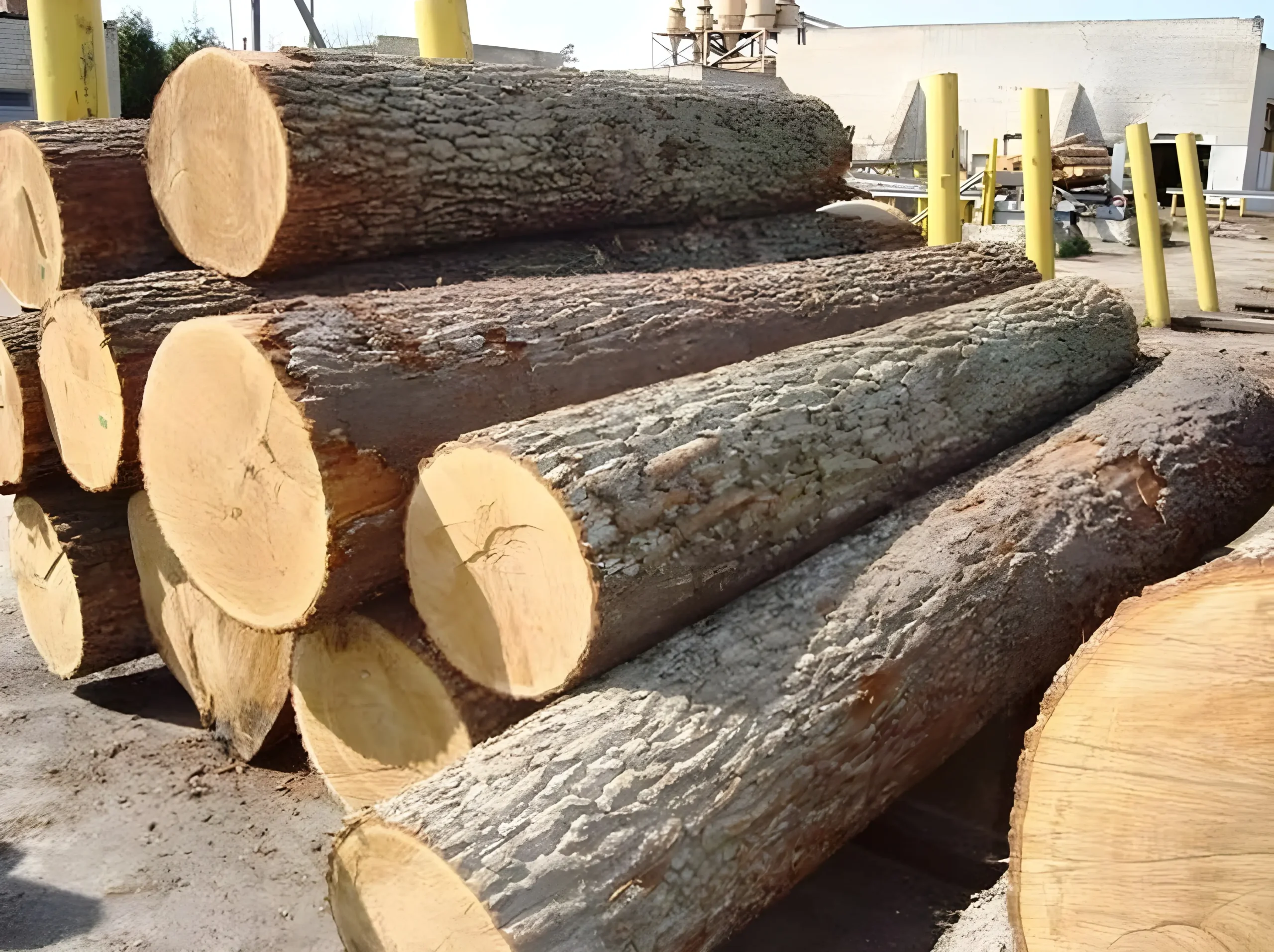Những thân gỗ lớn, chắc chắn được tuyển chọn làm nguyên liệu cho pallet đạt chuẩn