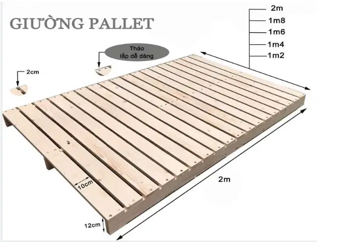 Kích thước các loại pallet gỗ đóng giường
