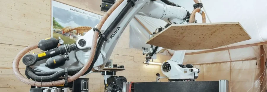 Hệ thống robot đồng bộ trong dây chuyền gỗ