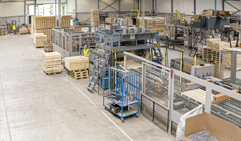 Dây chuyền sản xuất pallet gỗ hiện đại