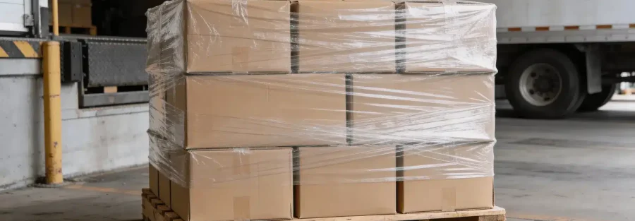 Hàng hóa được đóng pallet và quấn màng bảo vệ