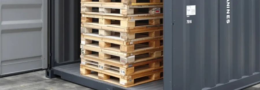 Pallet gỗ được xếp chồng bên trong container